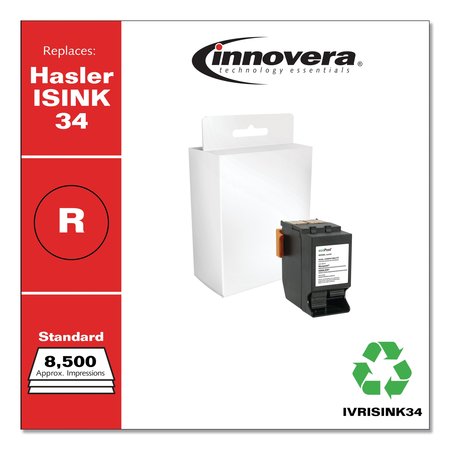 INNOVERA Reman Red Postage Meter Ink, Replacement for Hasler ISINK34, 8,500 PY IVRISINK34